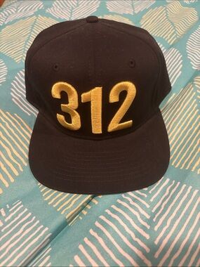 Embroidered Goose Island Beer Company "312" Black Snapback Hat with Gold Numbers